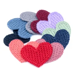 34mm 20Pcs Mini Heart Cotton Knitting Flower for Home Hat Shoes Clothing Decoration Scrapbooking DIY Handmade Crafts Accessories