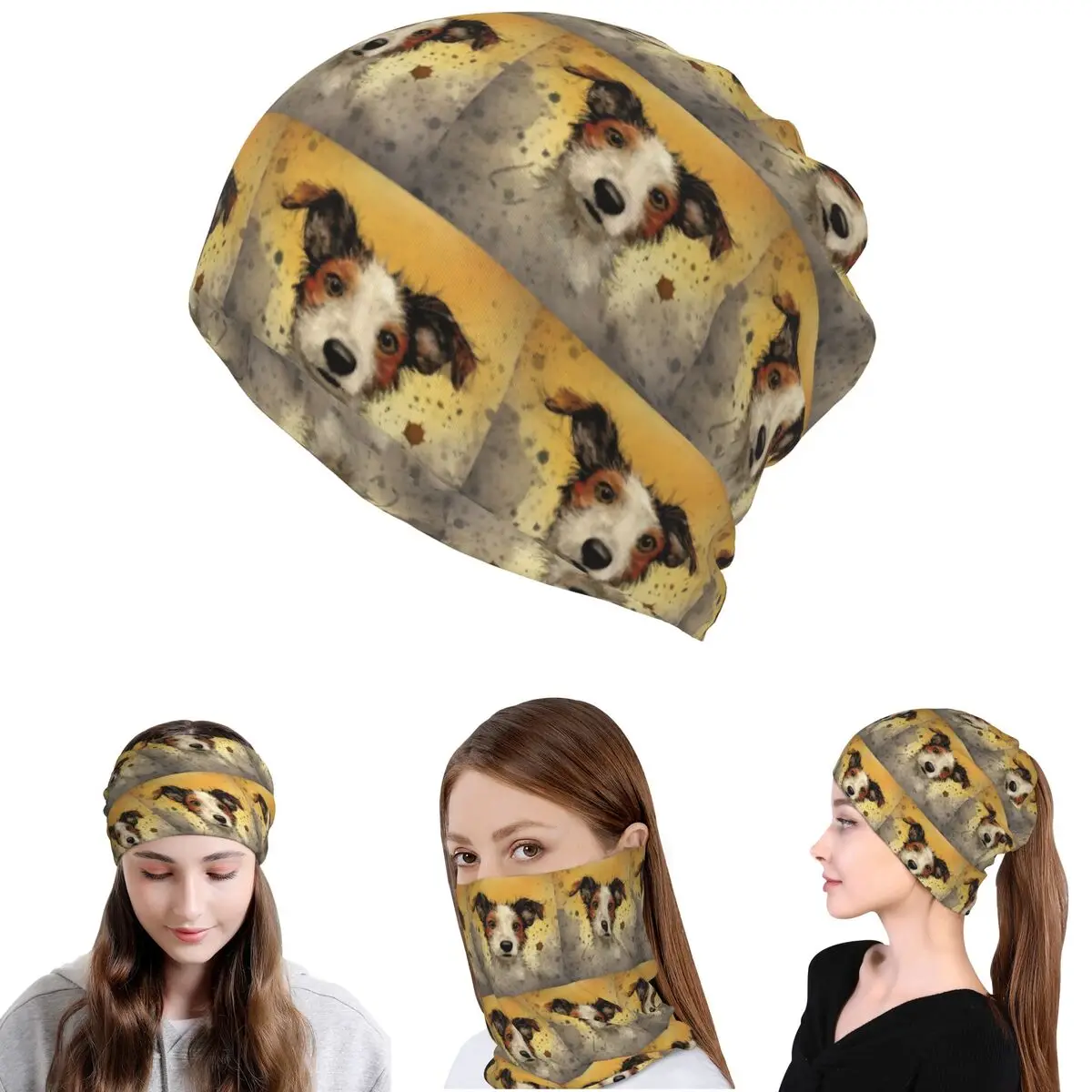 Dog Jack Russell Terrier Bandana Neck Gaiter Face Scarf Warm Cycling Scarf Beanies Hat for Men Women Adult Washable