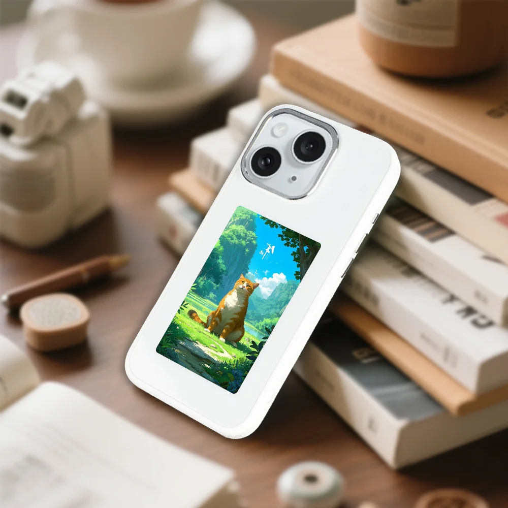 

White Shell Smart Phone Case for iPhone 15/14/13 pro Max with NFC Function And E-Ink Screen DIY Fashion 800x480