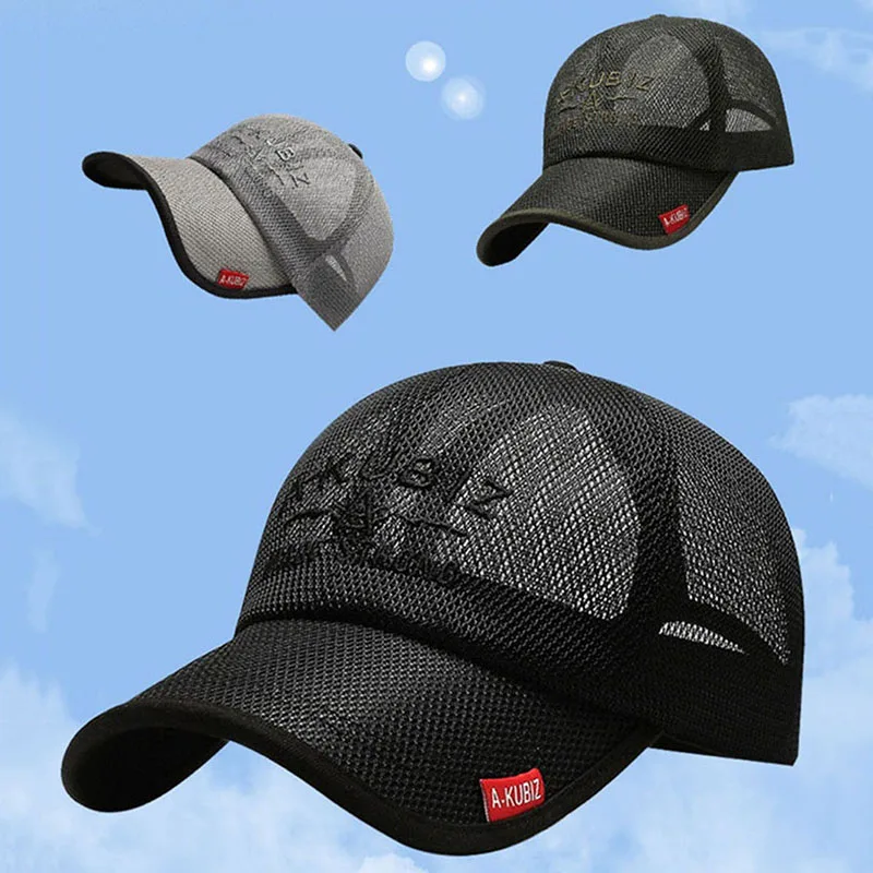 Gorra de béisbol de malla para hombre y mujer, gorro con visera para deportes al aire libre, transpirable, para acampar, pesca de secado rápido,