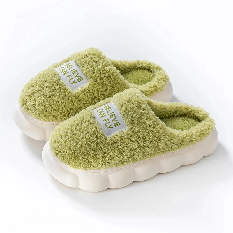 Ladies Plush Cotton Shoes Thick Sole Home Indoor Outside Women Winter Household Warm Fluffy Slippers