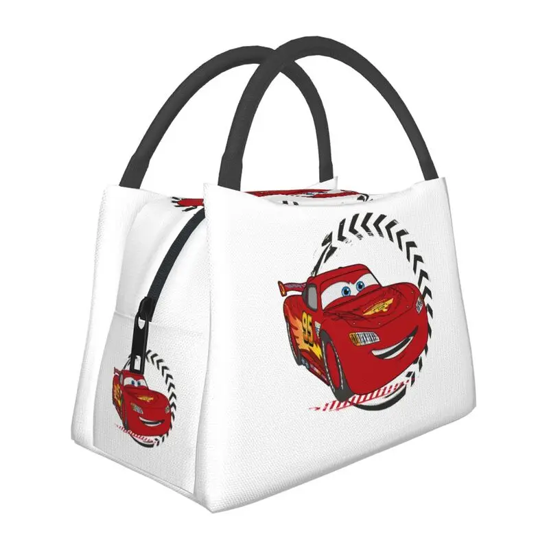 

Custom Cars Cartoon Lightning Mcqueen Lunch Bag Men Women Thermal Cooler Insulated Lunch Box for Work Pinic or Travel