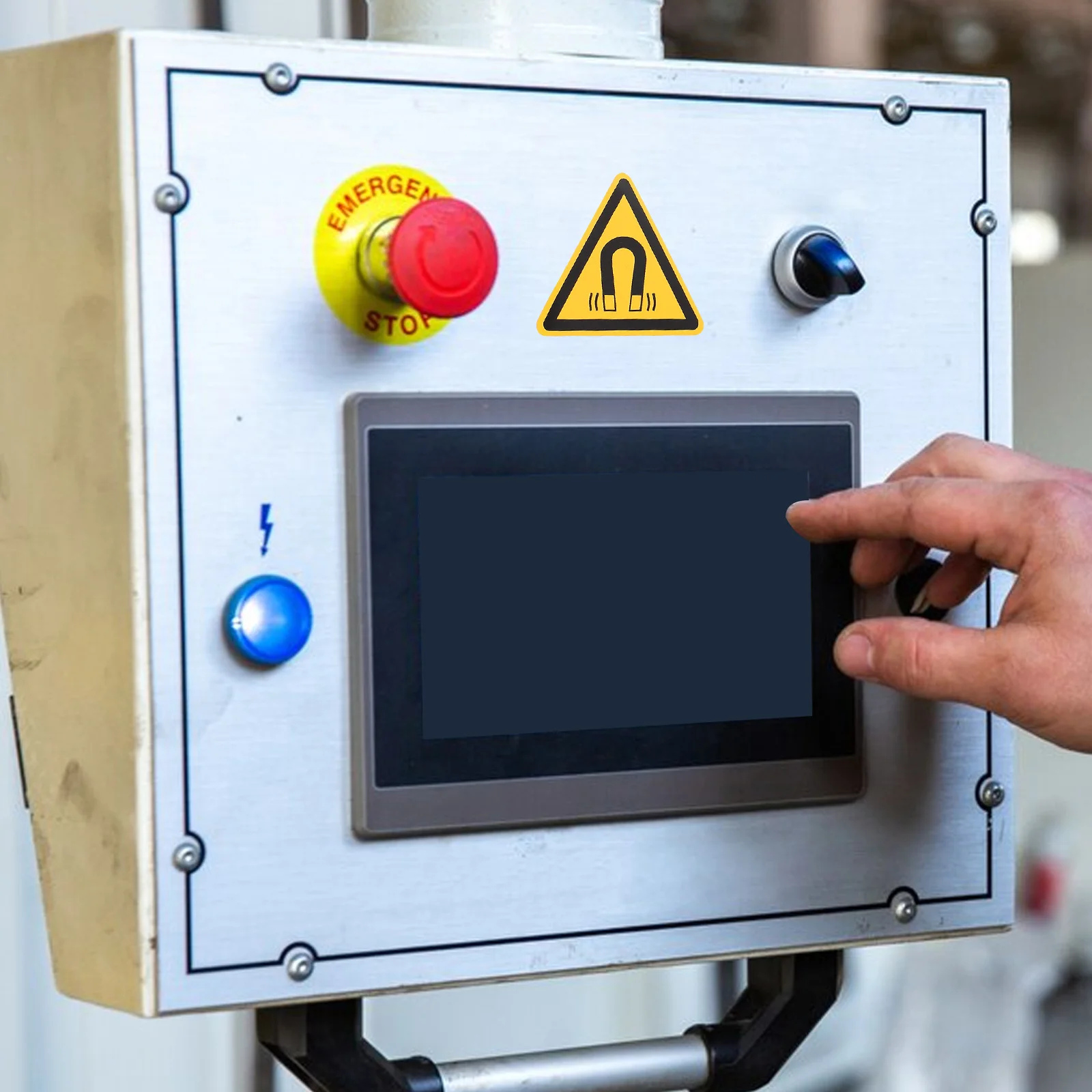 

10Pcs Magnetic Field Safety Warning Labels Waterproof Self-Adhesive for Mechanical Equipment Operators Hazard Protection