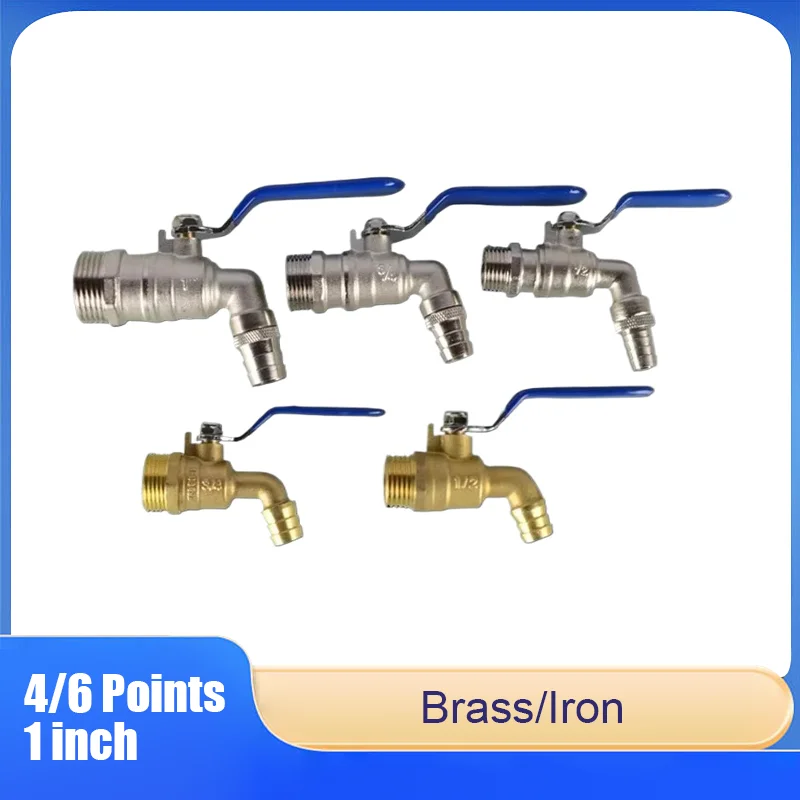 

4/6 Points 1 inch Brass High-Temperature Resistant Faucet Quick-Open Water Valve Spout Switch Frost-Proof Thickened