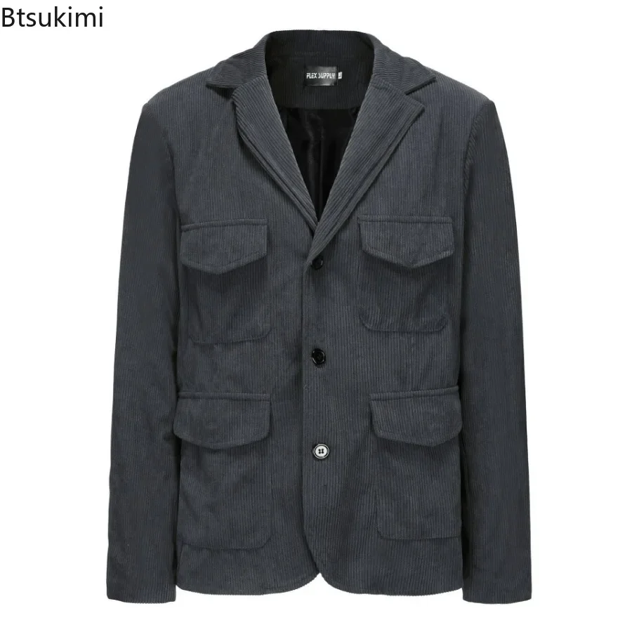 2024 Men's Spring Autumn Casual Coat Jacket Fashion Solid Jacket Male Top Single Breasted Outerwear Coats Chamarras Para Hombre