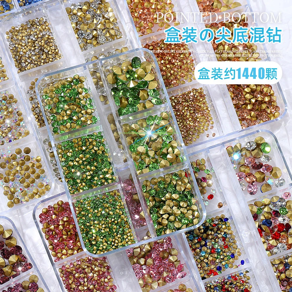 1440-100pcs Nail Rhinestone Colorful Clear K9 Glass Crystal Irregular Beads 3D Nail Art Rhinestones Shiny Gem Manicure Accessory