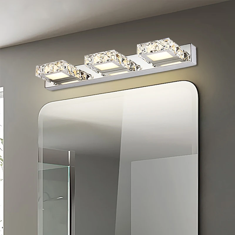 Crystal LED Mirror Light Modern Bathroom Cosmetic Wall Lamps home decor wall sconce Stainless Steel indoor Lighting fixtures