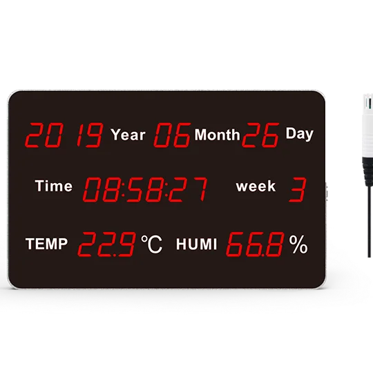 Wall clock Digital Long Distance Visual thermohygrometer With Date  Led Display used for warehouse