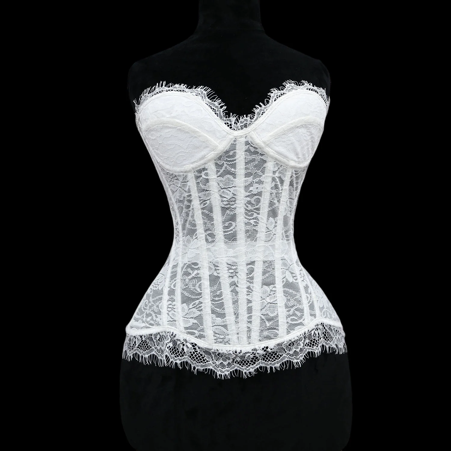 

Women Evening Corset Sexy Push Up Bra Breathable Mesh White Lace Corsets Party Wedding Elegant Costume Vintage Gothic Bustiers