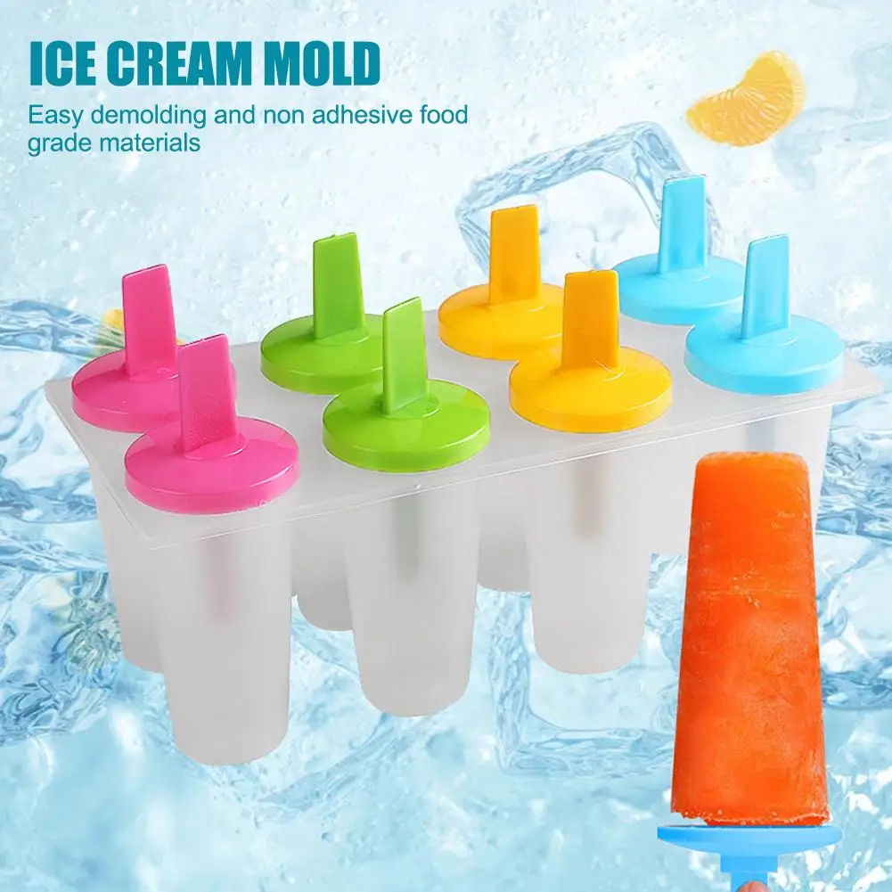 8 Grids Homemade Ice Cream Moulds With Lid Juice Milk Hand Made Ice Popsicle Mold For Children Kitchen Gadgets D9v1