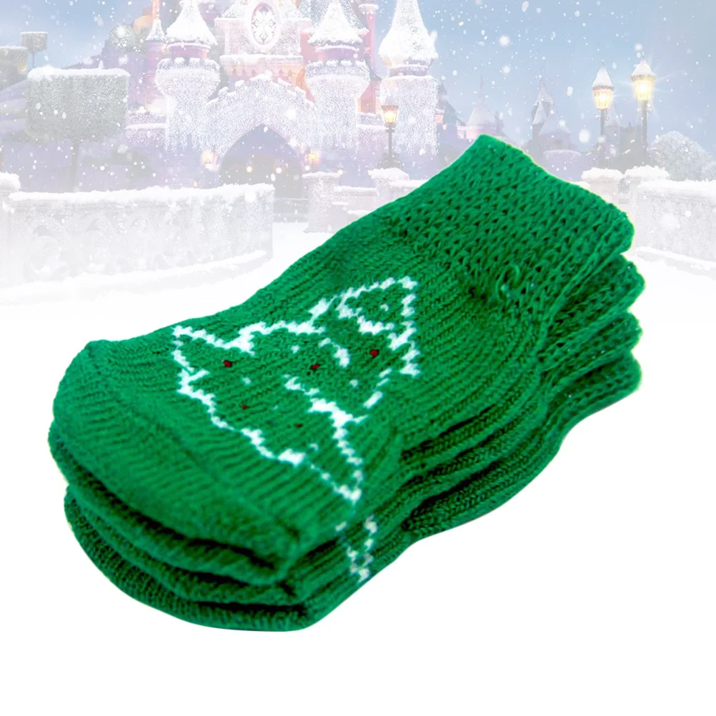 

4pcs Pet Christmas Design Cotton Texture Warm Winter Socks For Small Dogs Cats Holiday Party Gift Pet Warm Socks