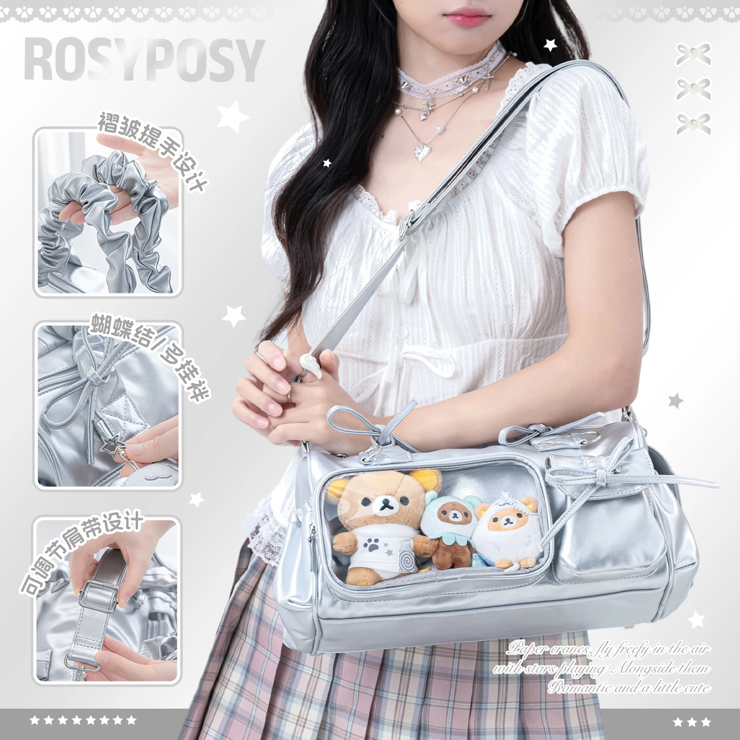 حقيبة يد أصلية من Sweetheart Girl على الطراز الياباني Ins Lolita ذات سعة كبيرة للتنقل حقيبة كتف عصرية متعددة الاستخدامات #4