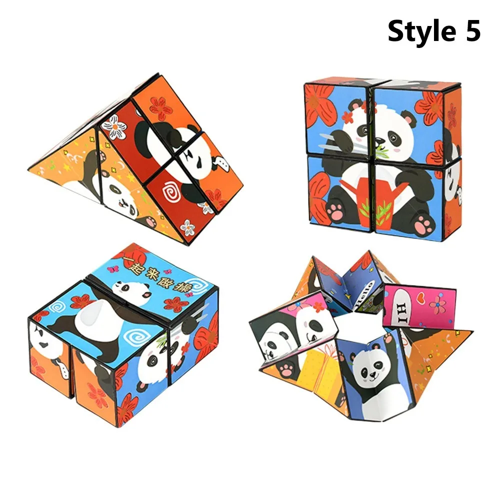 Панда Бесконечный Волшебный Куб Геометрический Складной Переворачивающийся Головоломка Трехмерная Маленькая Игрушка Игрушка Подарки Декомпрессия Формы Переключения Коробка