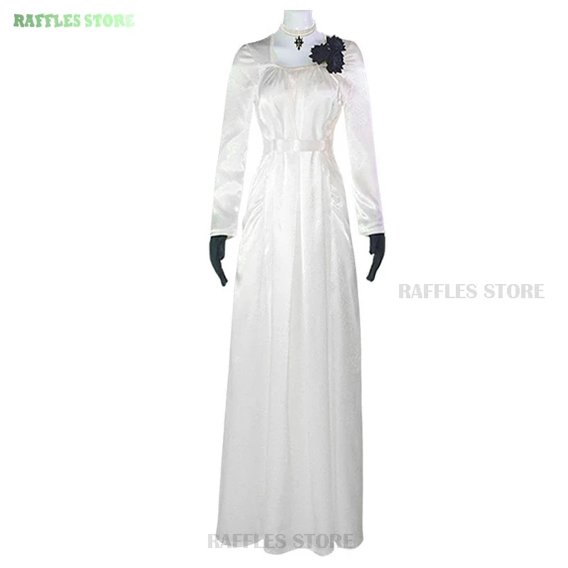 Alcina dimitrescu cosplay traje vestido residente aldeia estilo horror vestido branco feminino halloween mal cosplay assustador outfit