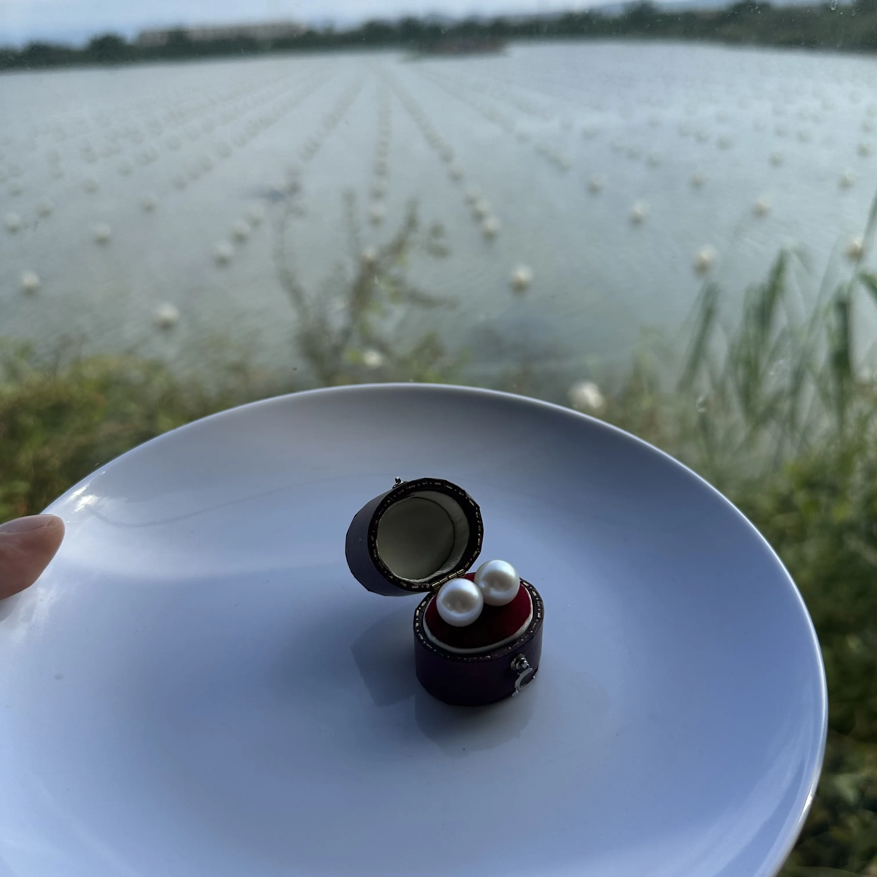 

Simple and atmospheric AAAA 11-12mm natural Japanese round earrings 18k/AU750 gold+925 silver
