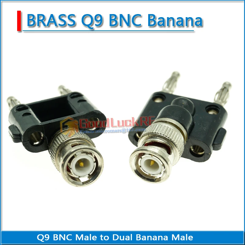 BNC 3 Way Splitter Adapter Socket Metal+Plastic Y-Type BNC Male to Dual Banana Male JacK Audio Speaker Cable 4mm RF Adapter