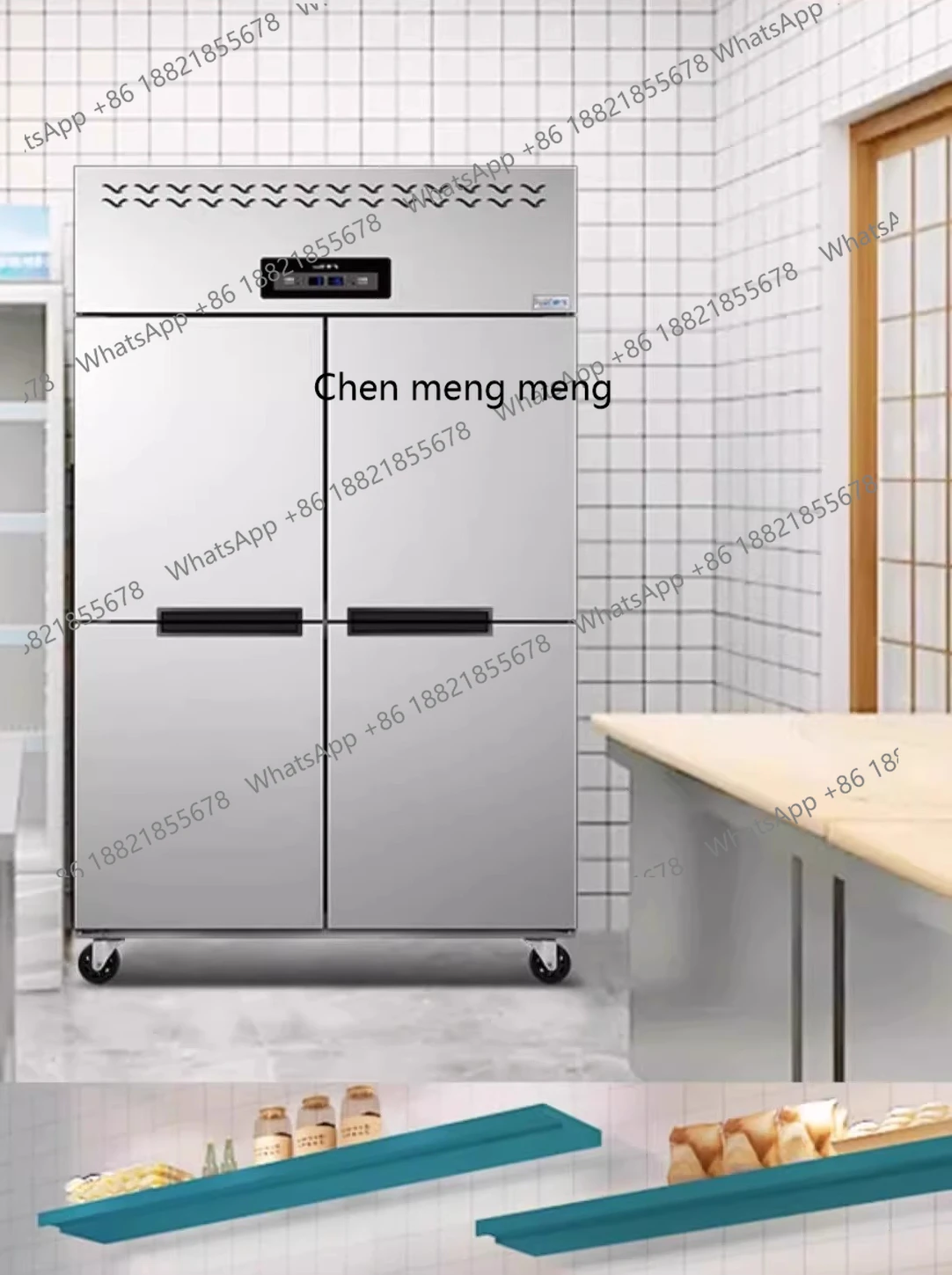 Geladeira comercial de temperatura dupla cozinha freezer refrigerado vertical grande capacidade seis portas freezer