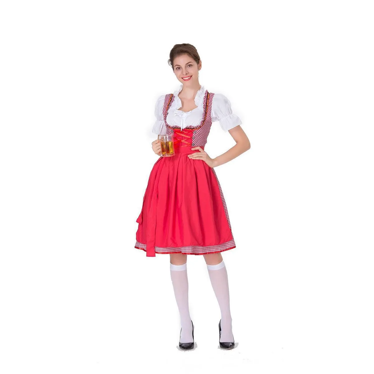 plus Size Beer Festival loween Beer Girl Dr Waist-Cinched Workwear Restaurant Stf orm Fem Costume Ethnic Sle