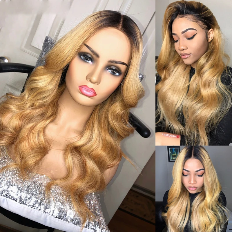 26inch Silk Top Ombre Blonde Body Wave 5x5 Silk Base Jewish Human Hair Wig With Baby Hair HD Lace European Hair Preplucked