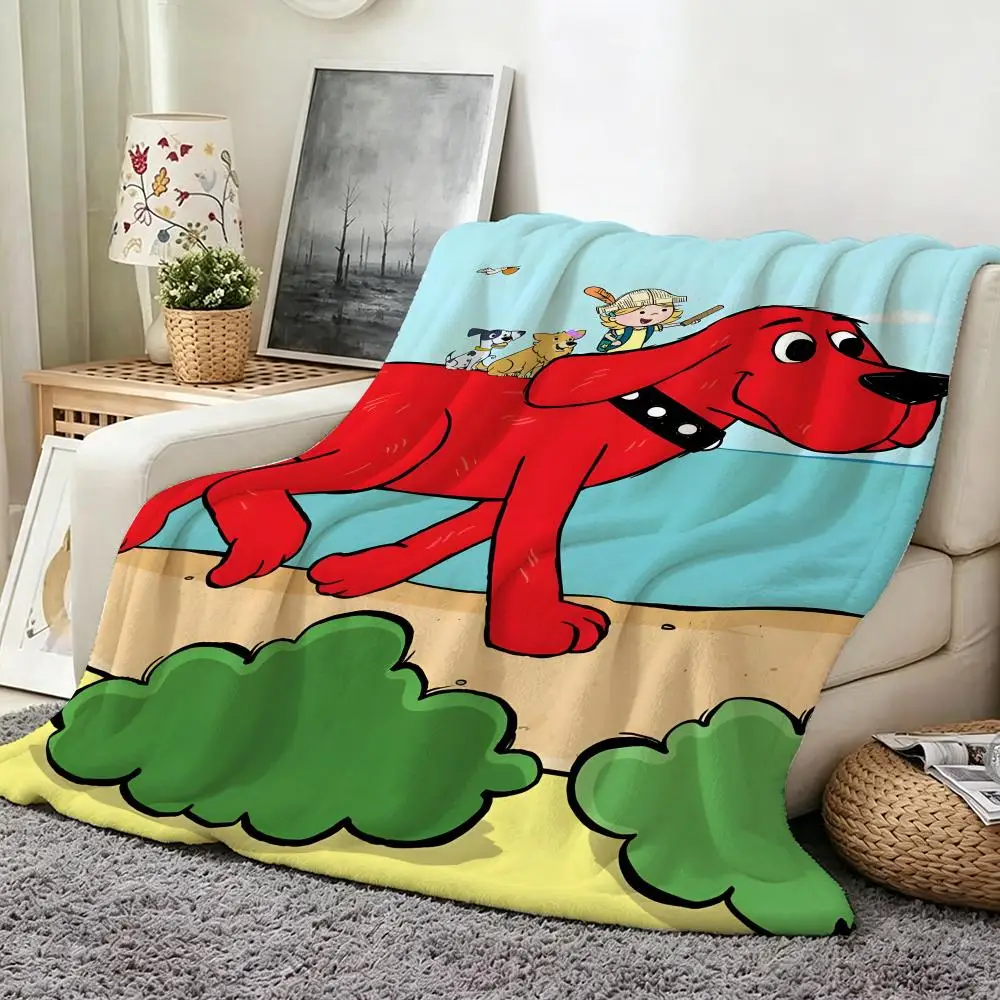Cartoon C-Clifford The Big Red D-Dog Throw Flannel Throw Blanket Suitable for Sofa、Living Room、Bedroom - view 4