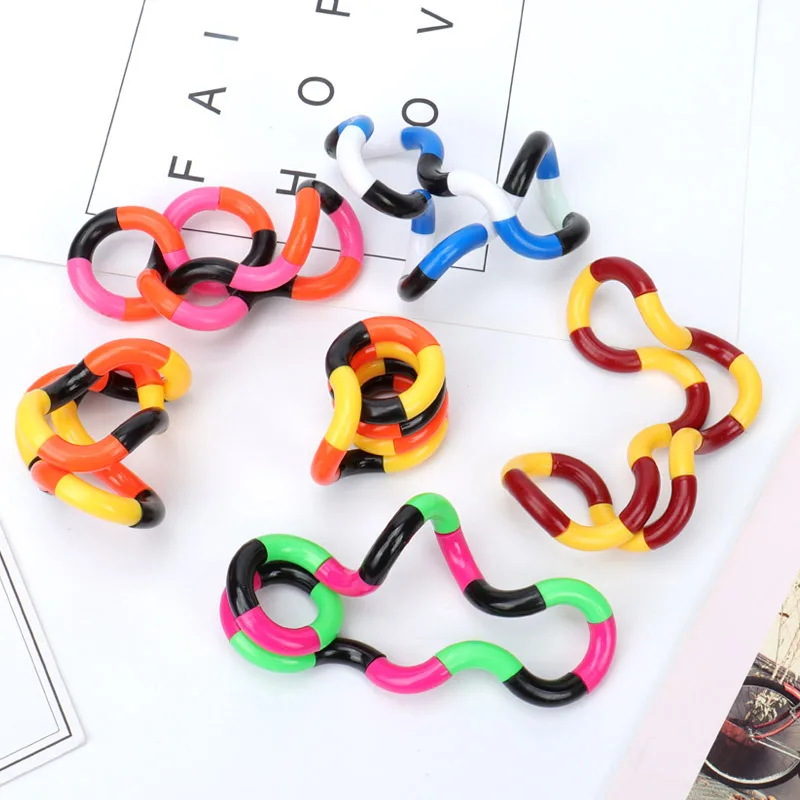 4Pcs Colorful Twisted Ring Magic Figet Trick Rope Stress Relief Toys for Kid Birthday Party Favors School Rewards Goodie Bag