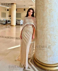 Column Scoop Neckline Dubai Beadings Luxury Evening Dres Wedding Dress 2024 Bride Long Dresses Elegant And Beautiful Dresses