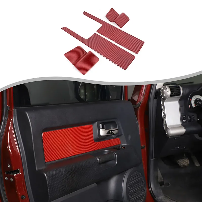 For Toyota FJ Cruiser 2007-2021 ABS Red Carbon Fiber Car Interior Door Handle Panel Cover Trim Sticker Auto Accessories