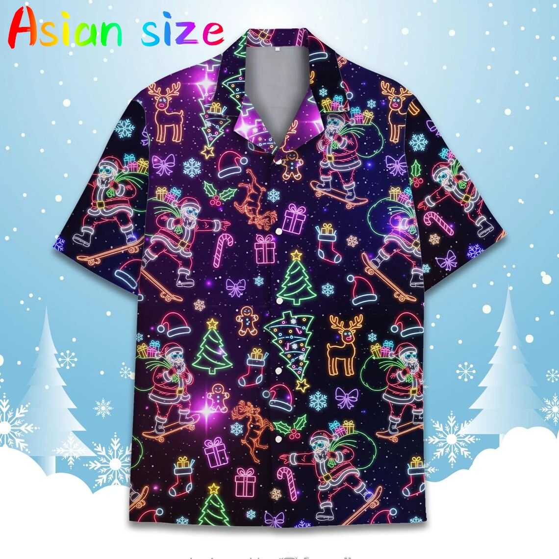 

Рождественская забавная повседневная рубашка с рисунком Санта-Клауса, мужская праздничная мода, искусственный неоновый свет, модные рубашки с 3D принтом Y2k, одежда унисекс