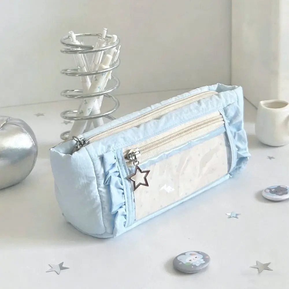 Cute Transparent window Pencil Case Large Capacity Badge Display Pen Bag Storage multi-functional Stationery Storage Pouch DIY