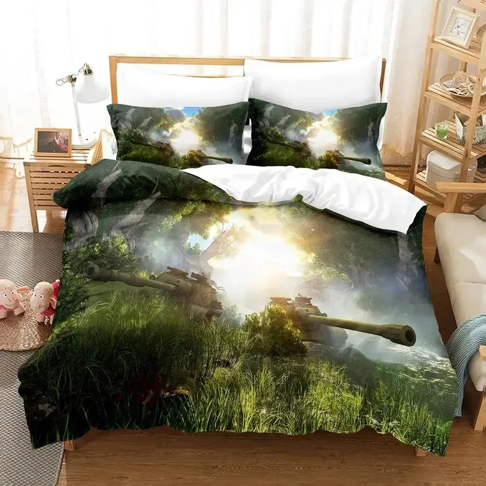 Tank War Theme Dirt Bike Bedding Set 3D Printed Suitable for Bedroom Duvet Cover Set With Pillowcases Kids Home Textile