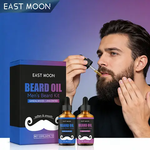 Zestaw olejków do brody dla mężczyzn, lekki olejek do codziennego pielęgnacji, odżywczy, zmiękczający, szybko się wchłaniający, nie tłusty, do wszystkich rodzajów brody.