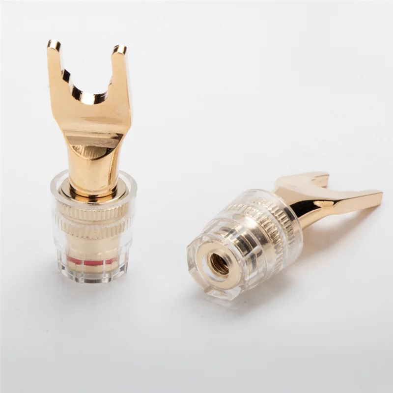 

M07K-Gold Plated 24K 4Mm Banana Female Connector Terminal, Hifi Y-Shaped Audio Speaker Cable Plug For DIY Enthusiasts