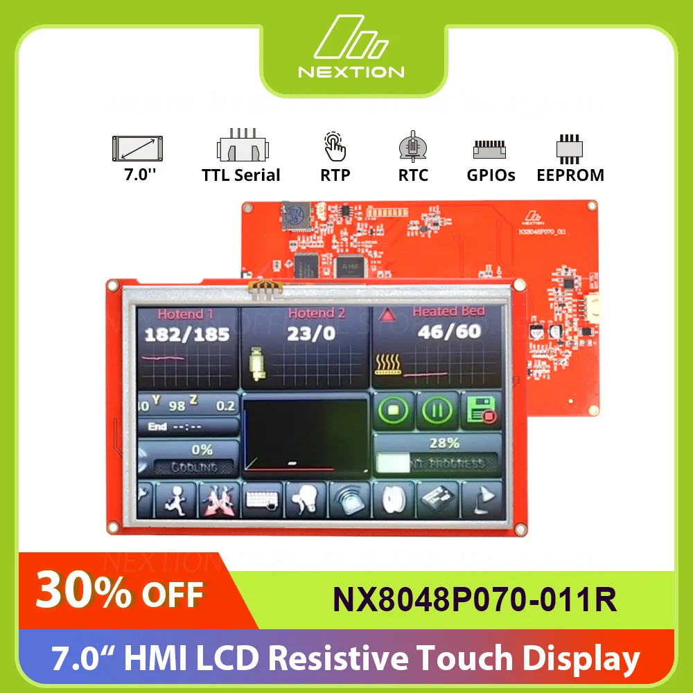 

NEXTION NX8048P070-011R 7.0'' Intelligent LCD HMI Touch Display Module Multifunction HMI Resistive Screen Without Enclosure