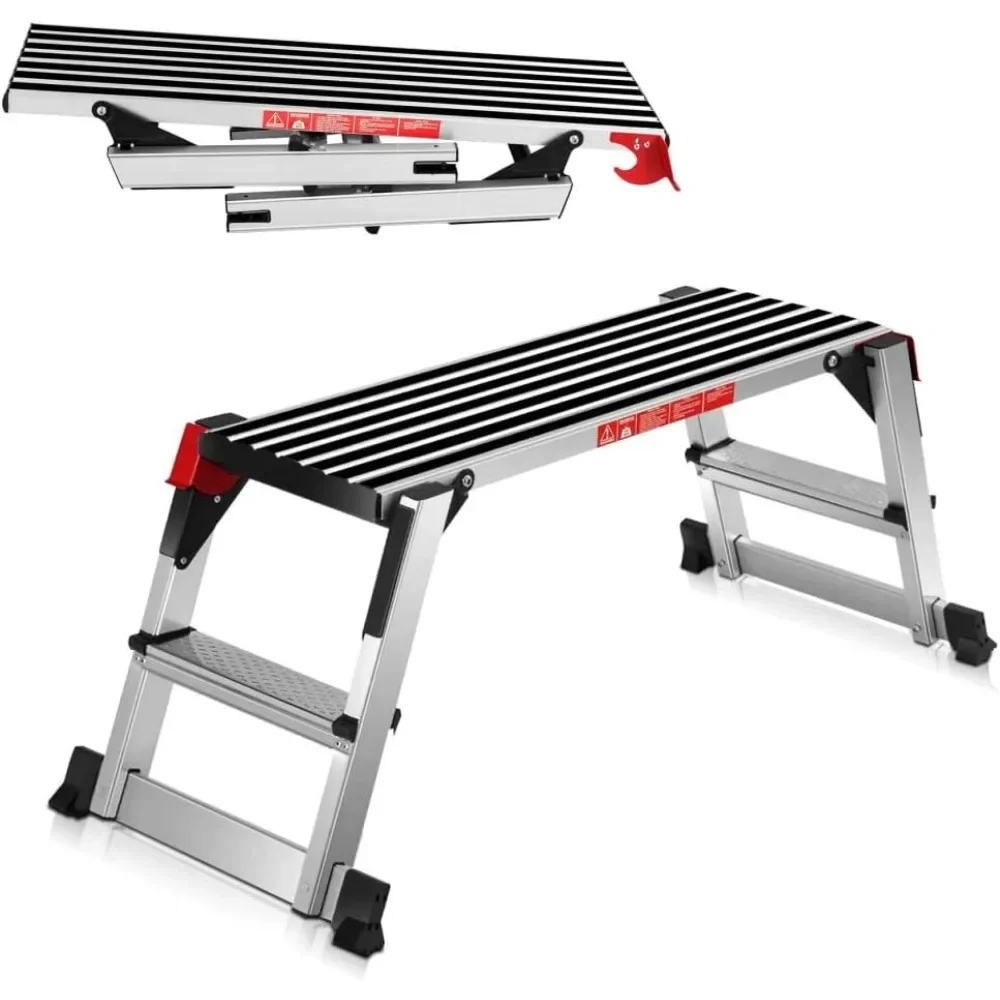 Step Stool Folding Ladder Portable Work Bench Aluminum Drywall Stool with Non Skid Rubber Platform Step with Max330 lbs Capacity