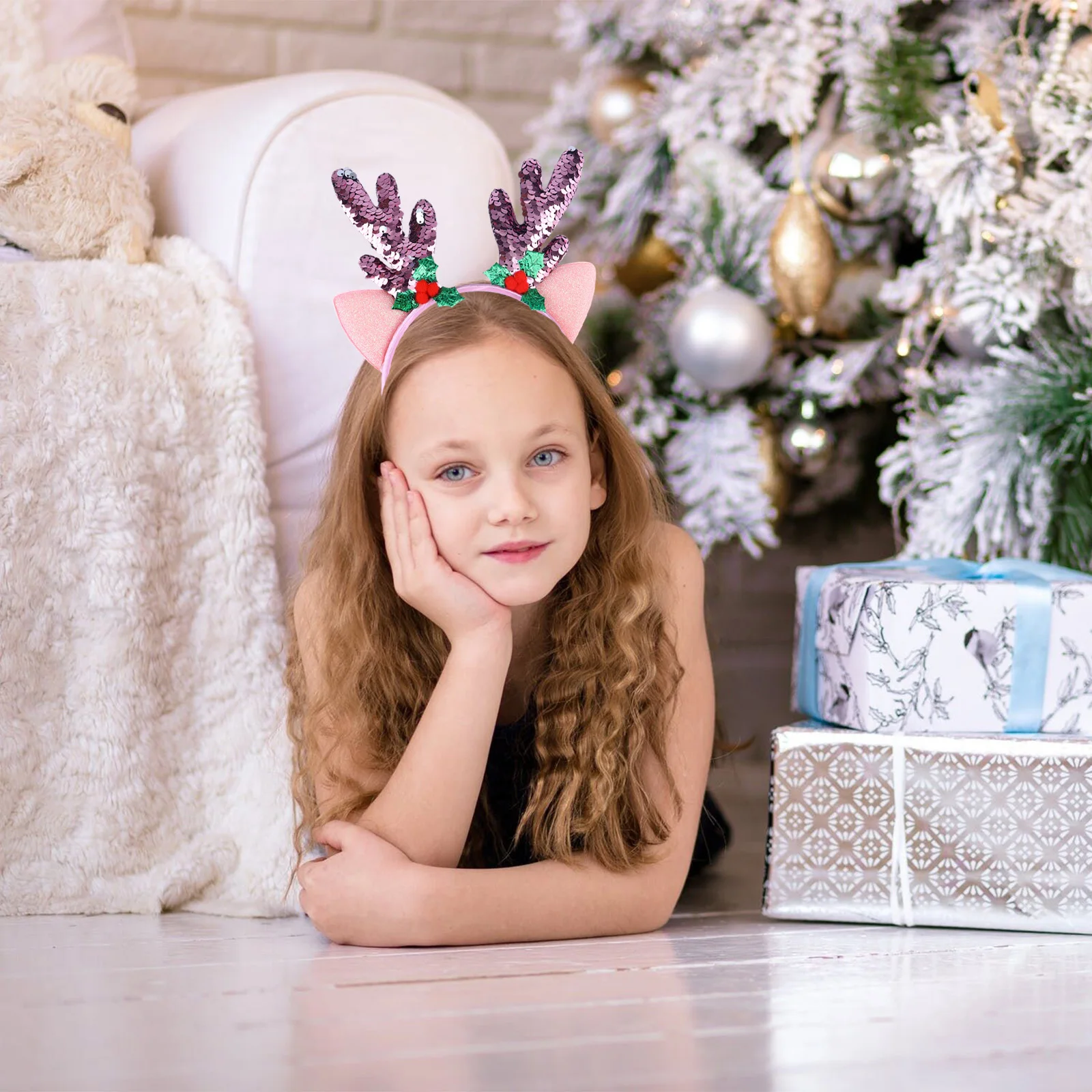 

Antler Headband Reindeer Christmas Headwear Elk Ears Random Color Christmas Hairband Party Accessory Xmas Hair Accessories