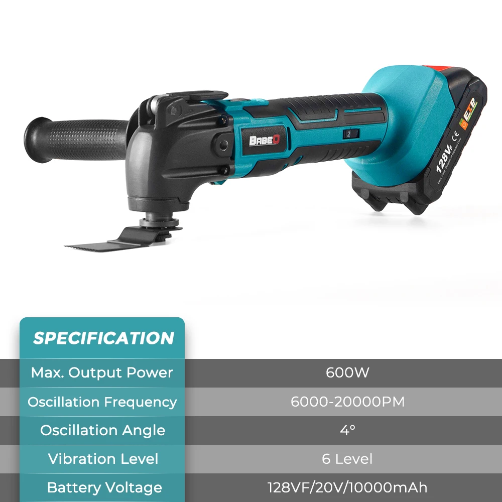 BABEQ 600W Oscillating Multi Tool Function Cordless Electric Woodworking Cutting Saw Tool Home Decoration for Makita 18v Battery