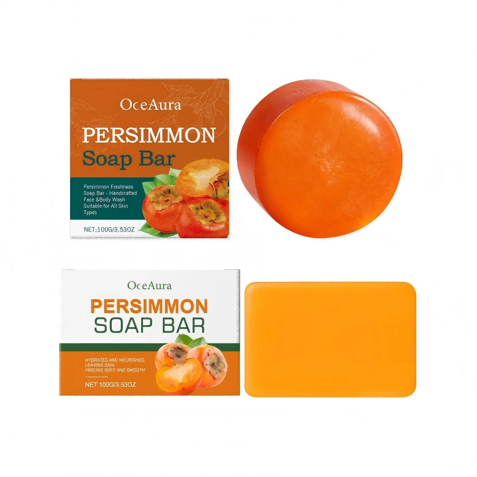 Persimmon Soap Eliminates Odors Oil Control Refreshing Soft Smooth Professional Skin Cleaning Dirt Remover Wash Soap Bar 100g