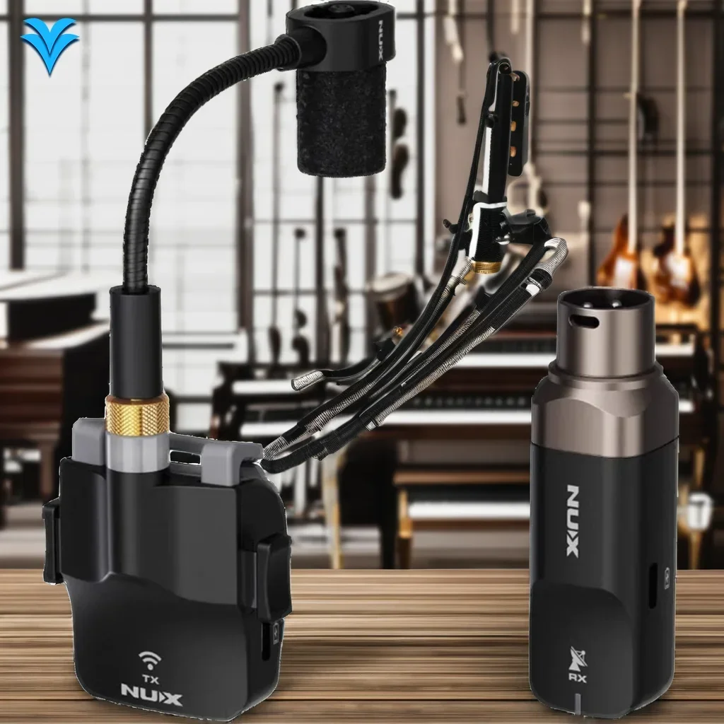 NUX B-6 portable wireless bass microphone transmitter and receiver system for saxophone