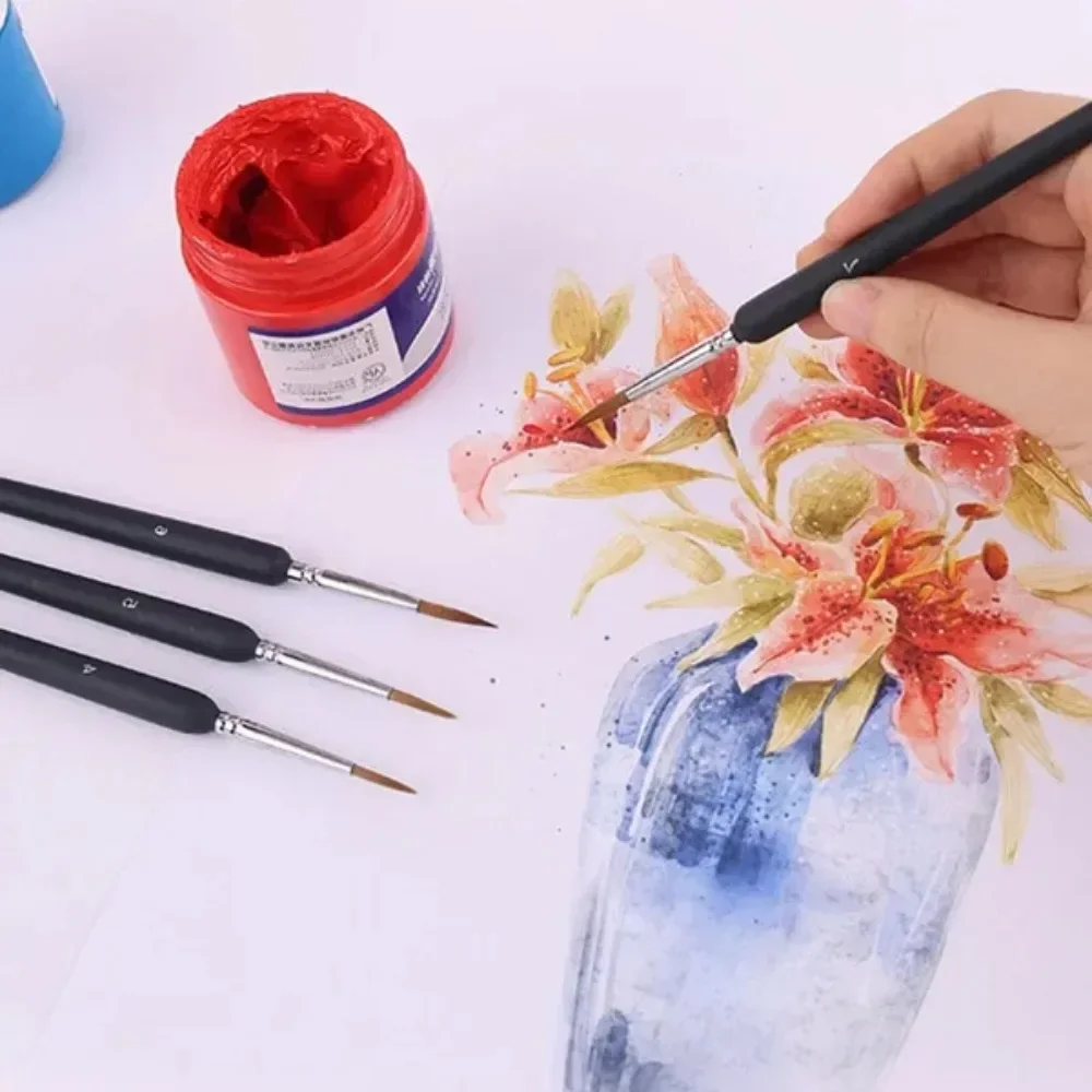 3/6/9/10/11Pcs Miniature Brush Set Professional Nylon Brush  Acrylic Painting Fine Line Pen Art Supplies Hand Painted Brush