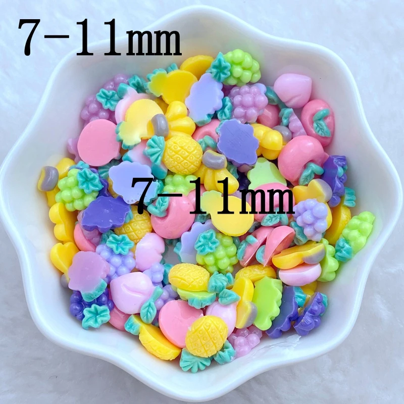 50Pcs New Cute Mini 7-11mm Small Fruit Series Flat back Ornament Jewelry Making Manicure Hairwear Accessories