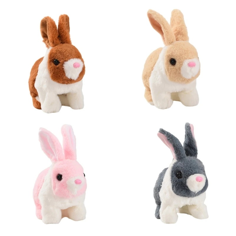 Electronic Pet Rabbit Toy Barking Plush Rabbit Baby Craw Learning New Year Gift