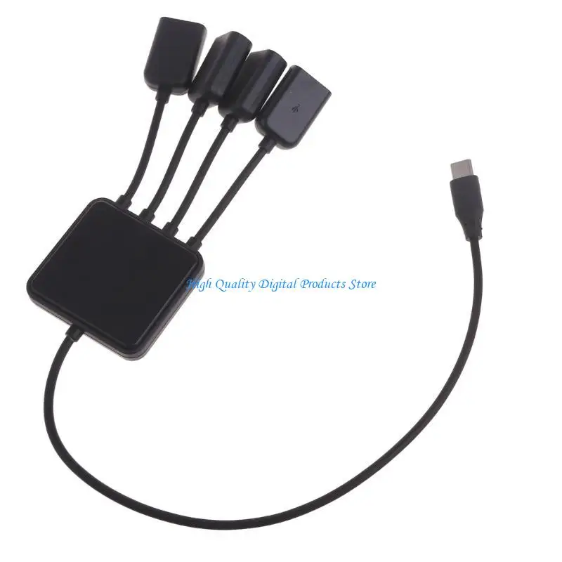 U2JE 4 1 tipo C Hub masculino para fêmea Adaptador USB 2.0 Splitter Tipo C para PC