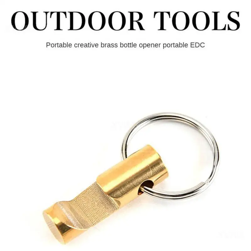 Bottle Opener 32×10mm Stainless Steel Key Ring Brass Durable Portable Personality Key Chain Pendant Outdoor Portable EDC Gadget