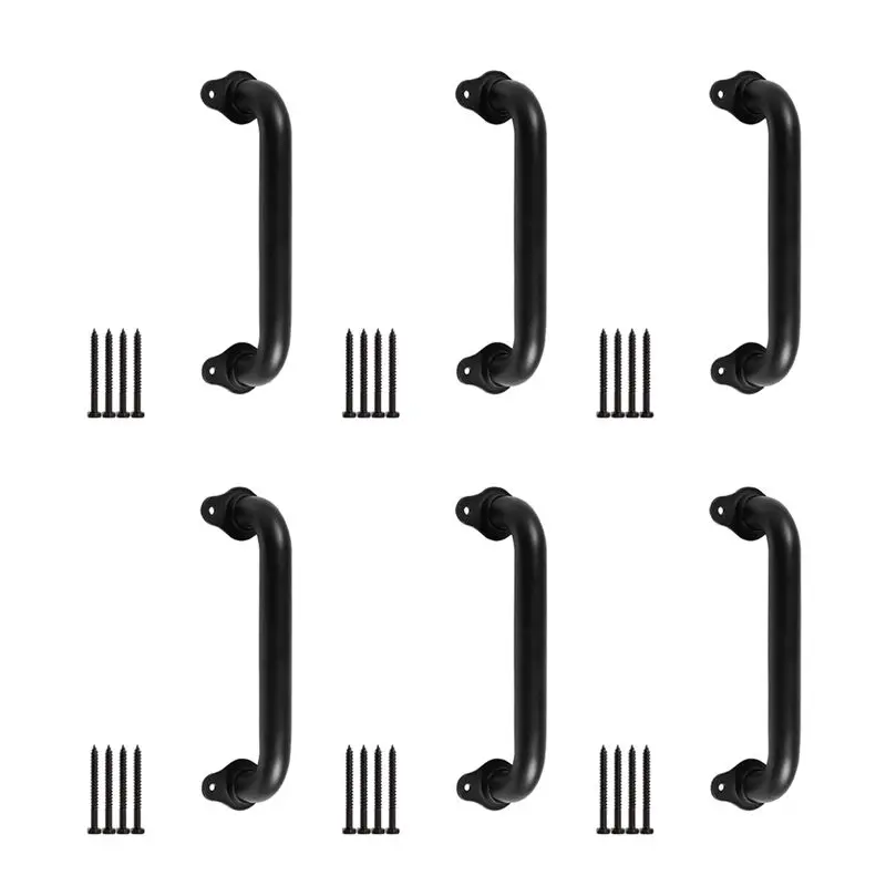 6Pcs 10 Inch Metal Industrial Pipe Wall Handrail - Pipe Barn Door Pull Handle, Staircase Steps Handrail
