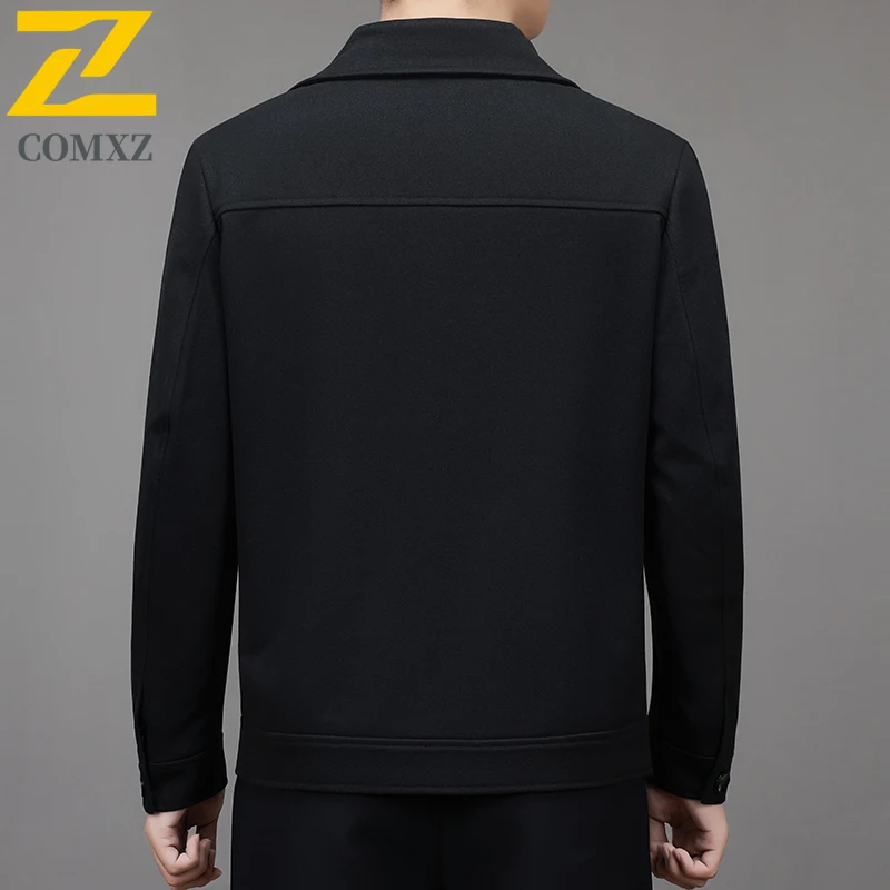 COMXZ Luxurious Jacket Men New Casual Notch Lapel Outdoor Working Thickened Coat Trendy Daily Wear Windproof  Autumn Outerwear