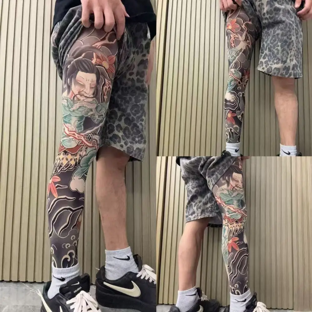 Neue Ganzbein-Tattoo-Strümpfe, Sonnenschutz-Strumpfhosen, bedruckte elastische Angelstrümpfe, japanische sexy Strümpfe, Unisex