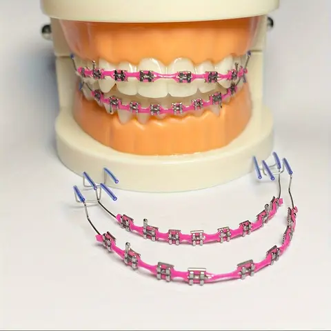 1pair Fashionable Tooth Decoration Set with Metal Chain - Upgraded Dental Model Kit for Upper/Lower Matching, Daily Party Wear