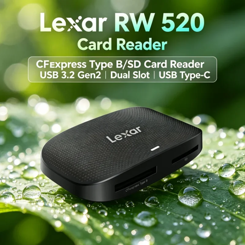 Lexar RW520 Memory Card Reader High Speed CFexpress Type B SD Card Reader USB 3.2 Gen 2 10Gbps for Data Transfer