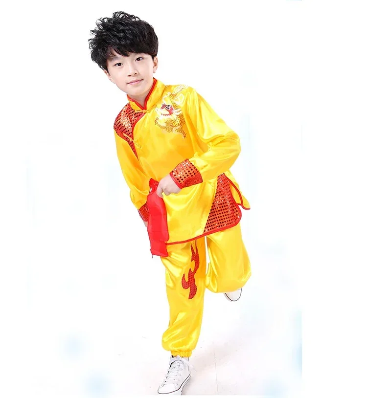 chinese costume red Children Traditional Wushu Uniform Suit for Kids kung fu girls clothes boy dance Boys Girls Performance Set