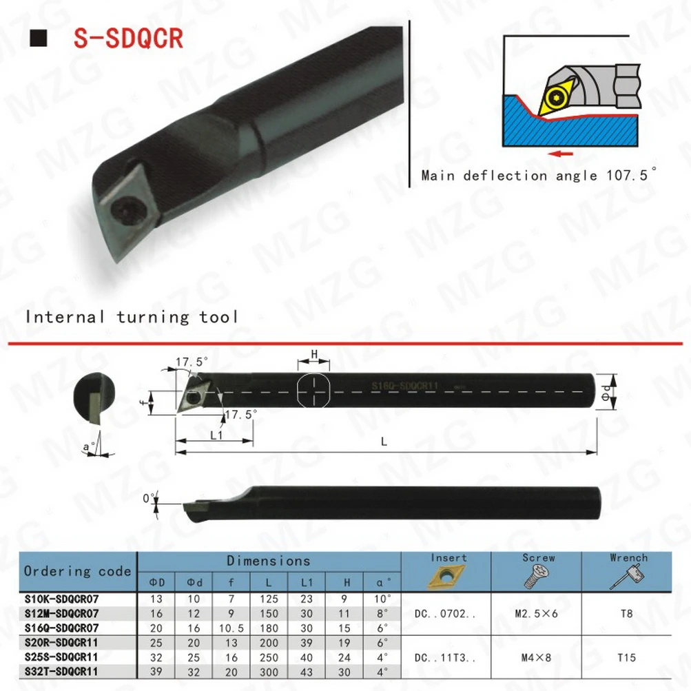 MZG outil de tournage interne S08K S10K S12M S14N S16Q S20R S25S SDQCR SDQCL pour DCMT DCGT lame en carbure outil de tour barre de coupe